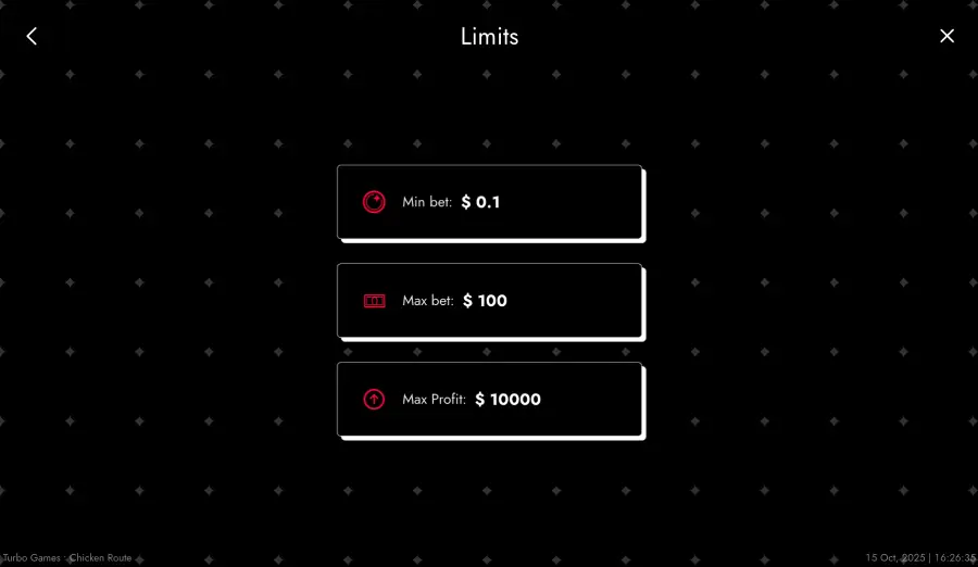 Chicken Route payout table and multipliers